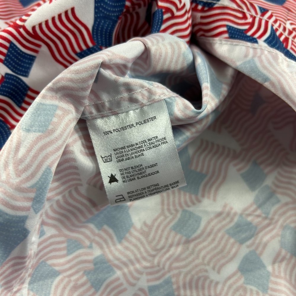 Tropical Collection Mens Shirt Size Large Patriotic USA Flags 4th of July - Picture 7 of 9
